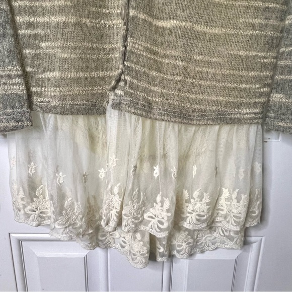 Anthropologie A’Reve Cottagecore Fairycore Ethereal Neutral Gauzy Lace Cardigan - Picture 5 of 14